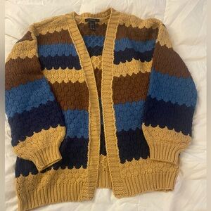 Brown & Blue knit oversized sweater size small